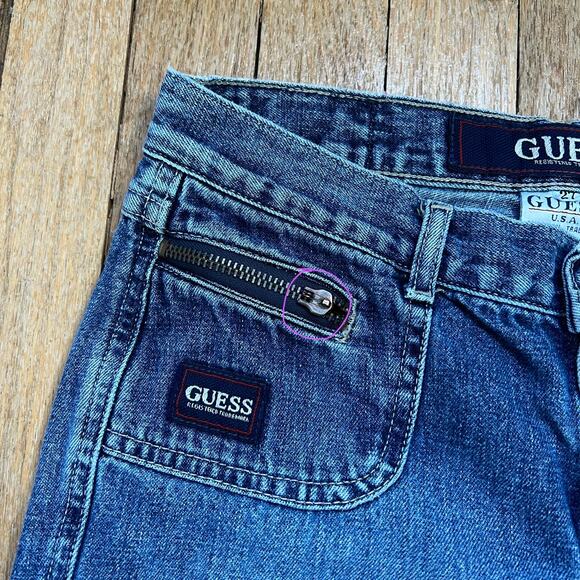 Guess Vintage Y2K Low Rise Bootcut Flare Jeans Hip Huggers Zip‎ Pockets Size 27" - Picture 4 of 13